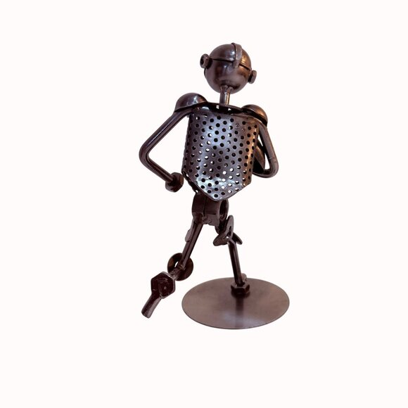 Football Industrial Art Sculpture Nuts and Bolts Metal Sports Recycled Decor 9" - Picture 4 of 14